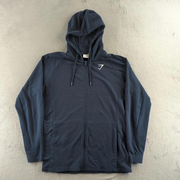 Gymshark Hoodie Mens XL Navy Blue Full Zip Athletic Streetwear Casual Workout - Picture 2 of 11